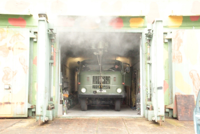 Aufbocken in der Bunkergarage